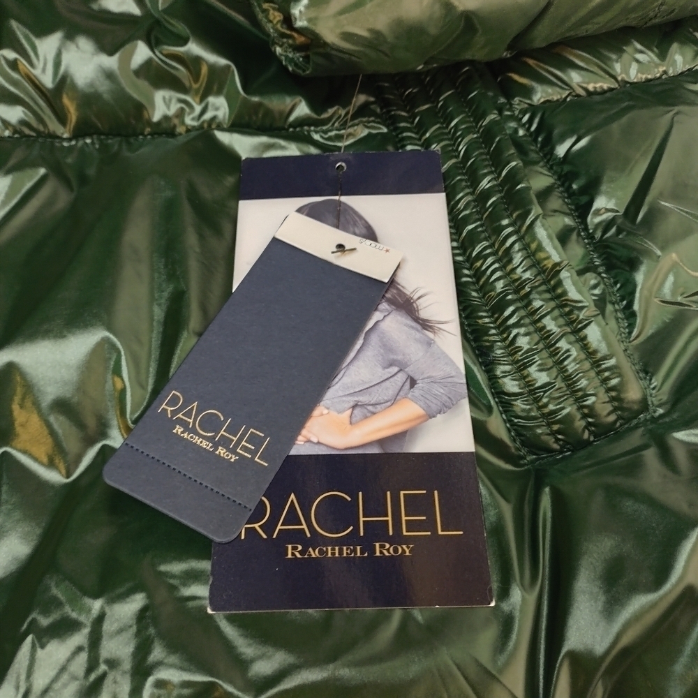 RACHEL Rachel Roy Women's Green Faux Down Puffer Jacket Size M NWT - Picture 12 of 13